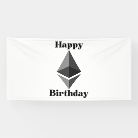 Happy Birthday Ethereum Icon 4x8 Vinyl Banner (Horizontal)
