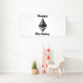 Happy Birthday Ethereum Icon 4x8 Vinyl Banner (Insitu)