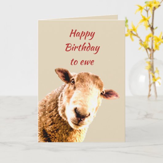 Happy Birthday Ewe Funny Sheep Animal Spaß Karte (Gelbe Blume)