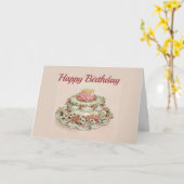 Happy BIrthday, Extravagant dekorierter Kuchen, Vi Karte (Gelbe Blume)