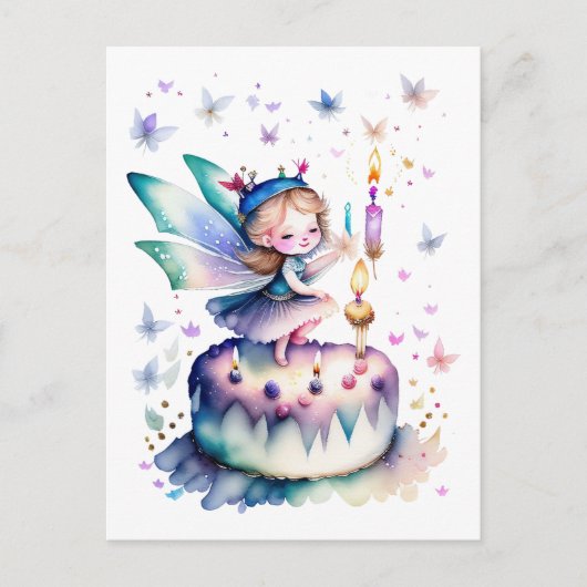 Happy Birthday Fairy 01 Postkarte (Vorderseite)