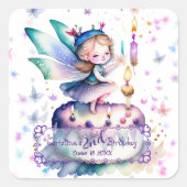 Happy Birthday Fairy 01 Quadratischer Aufkleber (Vorderseite)