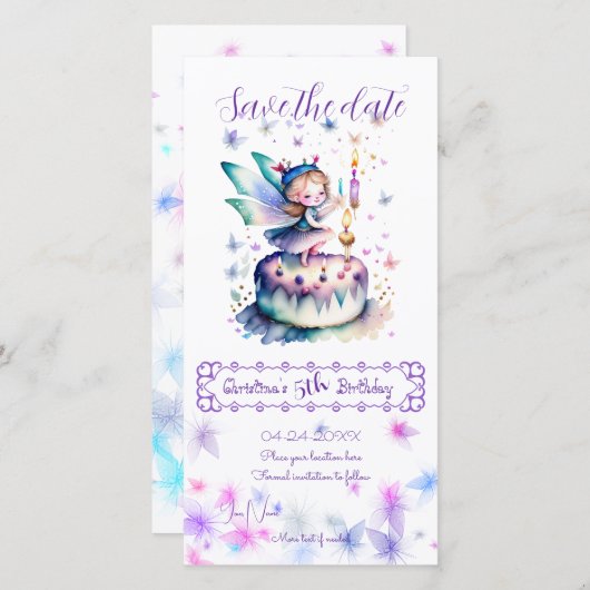 Happy Birthday Fairy 01 Save The Date (Vorne/Hinten)