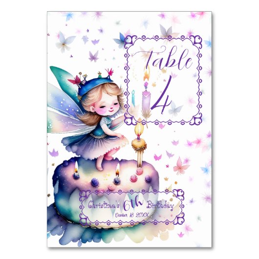 Happy Birthday Fairy 01 Tischnummer (Vorderseite)