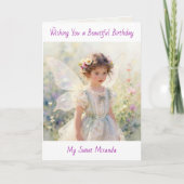 Happy Birthday Fairy Floral Themed Personalized  Karte (Vorderseite)