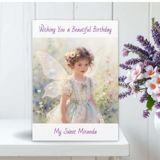 Happy Birthday Fairy Floral Themed Personalized  Karte