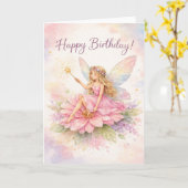 Happy Birthday - Fairy Karte (Gelbe Blume)