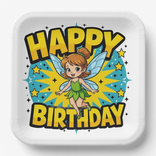 Happy Birthday Fairy Pappteller (Vorderseite)