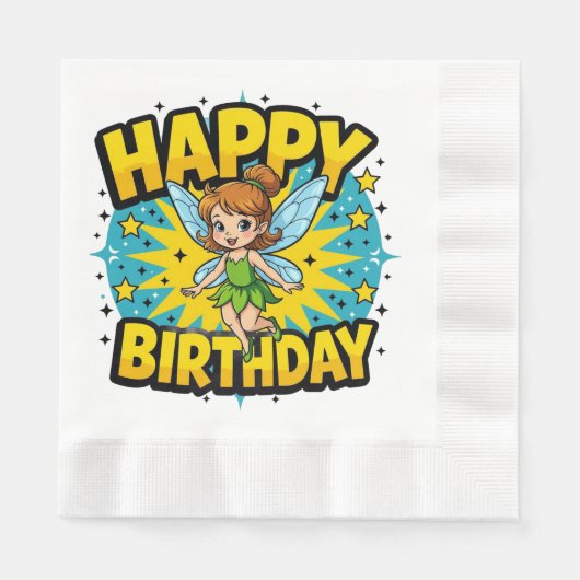 Happy Birthday Fairy Serviette (Vorderseite)