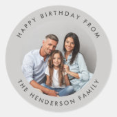 Happy Birthday Family Foto Classic Round Sticker (Vorderseite)
