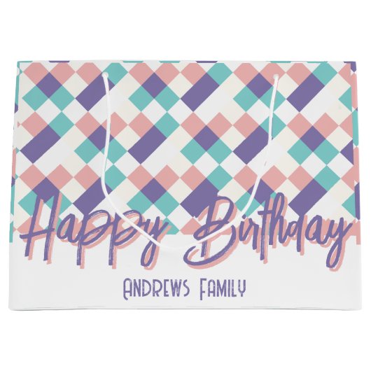 Happy Birthday Family Pastel Colors Große Geschenktüte (Vorderseite)