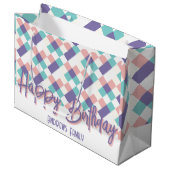 Happy Birthday Family Pastel Colors Große Geschenktüte (Vorderseite Schrägansicht)