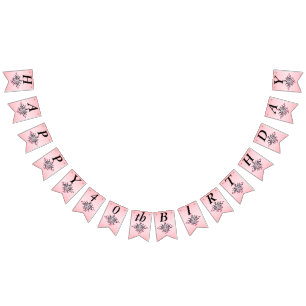 Happy Birthday Fantasy Sun Hübsche Gesichter Pink  Wimpelkette