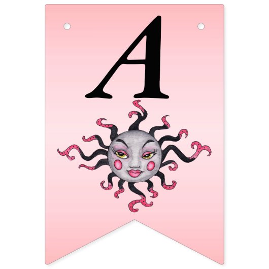 Happy Birthday Fantasy Sun Hübsche Gesichter Pink Wimpelkette (Zweite Fahne)