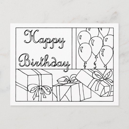 Happy Birthday Farbe it in Postcard Postkarte (Vorderseite)