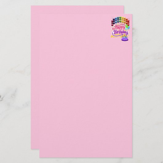 Happy Birthday farbenfroh rosa Lila Stationery Briefpapier (Vorne/Hinten)