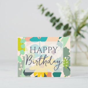 Happy Birthday farbenfrohe Abstrakte Blüte Postkarte