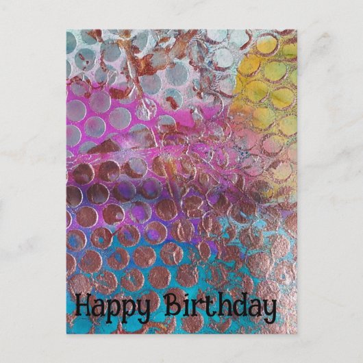 Happy Birthday farbenfrohe Abstrakte Polka Dots Postkarte (Vorderseite)