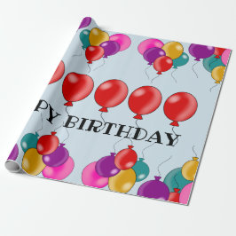 Happy Birthday Farbenfrohe Ballon Niedlich Geschenkpapier