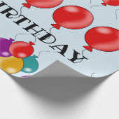 Happy Birthday Farbenfrohe Ballon Niedlich Geschenkpapier (Ecke)