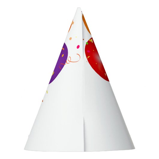 Happy Birthday farbenfrohe Ballon Vorlage Partyhütchen (Rückseite)