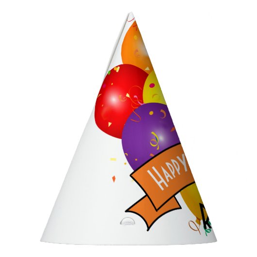 Happy Birthday farbenfrohe Ballon Vorlage Partyhütchen (Links)