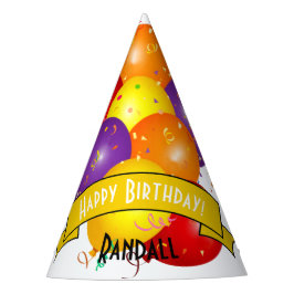 Happy Birthday farbenfrohe Ballon Vorlage Partyhütchen