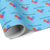 Happy Birthday farbenfrohe Balloons Cartoon Geschenkpapier (Rolleneckpunkt)