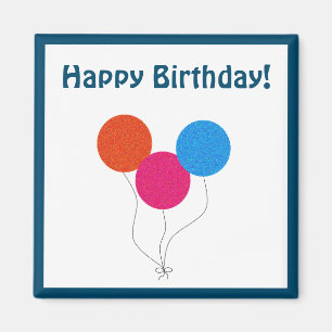 Happy Birthday farbenfrohe Balloons Cartoon Magnet