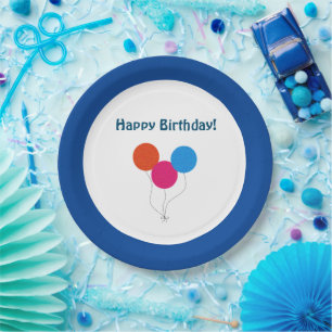 Happy Birthday farbenfrohe Balloons Cartoon Pappteller