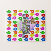 Happy Birthday farbenfrohe Balloons Cupcake Puzzle (Horizontal)