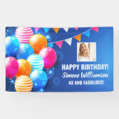 Happy Birthday farbenfrohe Balloons Custom Foto Te Banner (Horizontal)