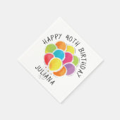 Happy Birthday farbenfrohe Balloons Name Serviette (Ecke)