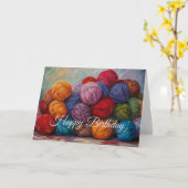 Happy Birthday farbenfrohe Balls of Wool Yarn Karte (Gelbe Blume)