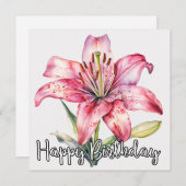Happy Birthday | Farbenfrohe blühende Lily-Blume (Vorne/Hinten)