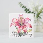 Happy Birthday | Farbenfrohe blühende Lily-Blume (Stehend Vorderseite)