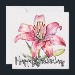 Happy Birthday | Farbenfrohe blühende Lily-Blume<br><div class="desc">Diese farbenfrohe Geburtstagskarte präsentiert ein einzigartiges Vintages Blume-Design. Sie können jede der Auswahlmöglichkeiten anpassen,  um Ihren Wünschen Anzug zu geben.</div>