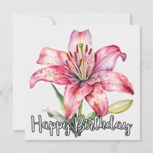 Happy Birthday   Farbenfrohe blühende Lily-Blume