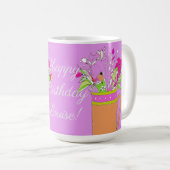 Happy Birthday farbenfrohe Blume Kaffeetasse (VorderseiteRechts)