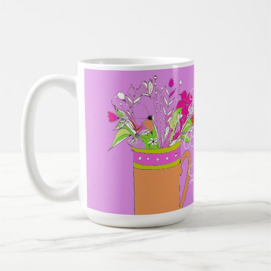 Happy Birthday farbenfrohe Blume Kaffeetasse (Links)