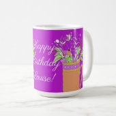 Happy Birthday farbenfrohe Blume Kaffeetasse (VorderseiteRechts)