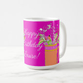 Happy Birthday farbenfrohe Blume Kaffeetasse (VorderseiteRechts)