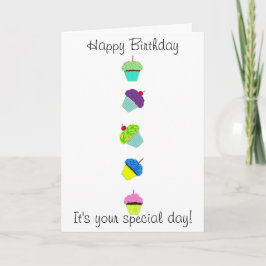 Happy Birthday farbenfrohe Cupcakes Karte