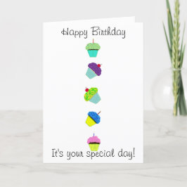 Happy Birthday farbenfrohe Cupcakes Karte