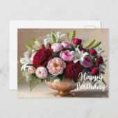 Happy Birthday farbenfrohe Floral Bouquet Postkarte (Vorne/Hinten)