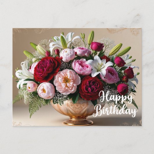 Happy Birthday farbenfrohe Floral Bouquet Postkarte (Vorderseite)