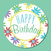 Happy Birthday farbenfrohe florale Stickers