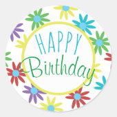 Happy Birthday farbenfrohe florale Stickers (Vorderseite)