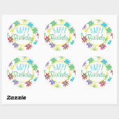 Happy Birthday farbenfrohe florale Stickers (Blatt)
