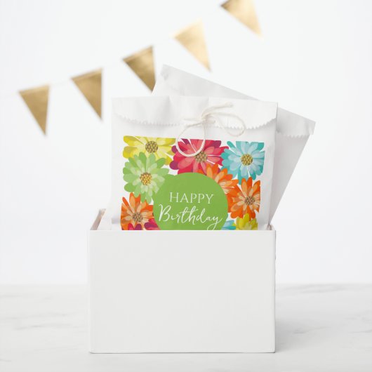 Happy Birthday farbenfrohe Frühlingsblumen Geschenktütchen (Party)
